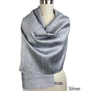 Silk Dupioni Evening Wrap, Cover Up for Special Occasions and Weddings, Large 70&quot;x20&quot; Scarf in Pure Silk