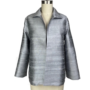 Silk Jacket, Elegant and Simple No Button Wing Collar Jacket for Special Occasions and Weddings, Silk Dupioni Fabric
