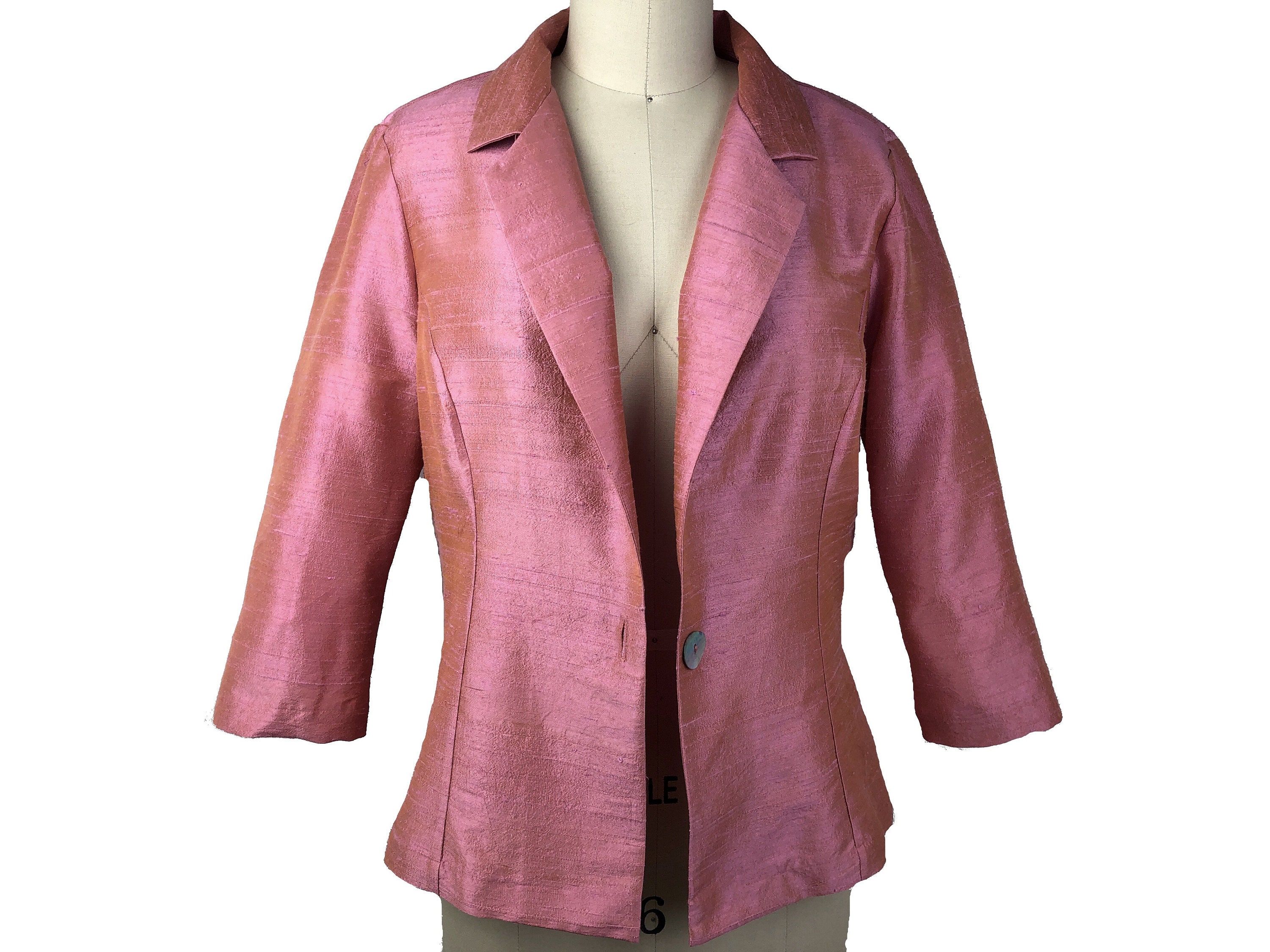 Silk Jacket Semi Fitted Short Style Onebutton 3/4 Sleeve Etsy