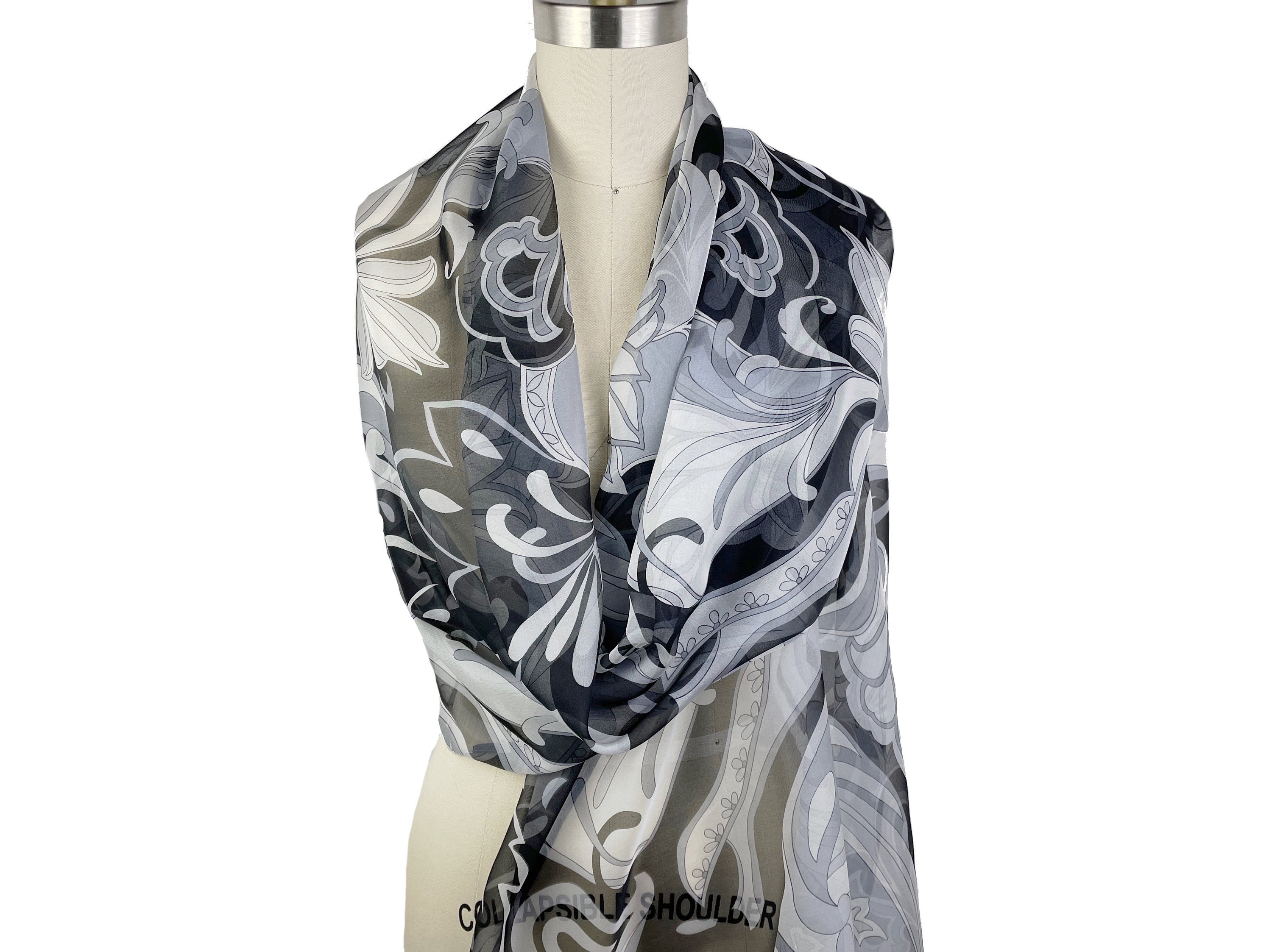 【MARKAWARE】SCARF - SILK CHIFFON Aqua Silk Large Scarf, 72