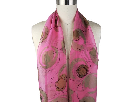 Pink Paisley Sheer Silk Chiffon Scarf