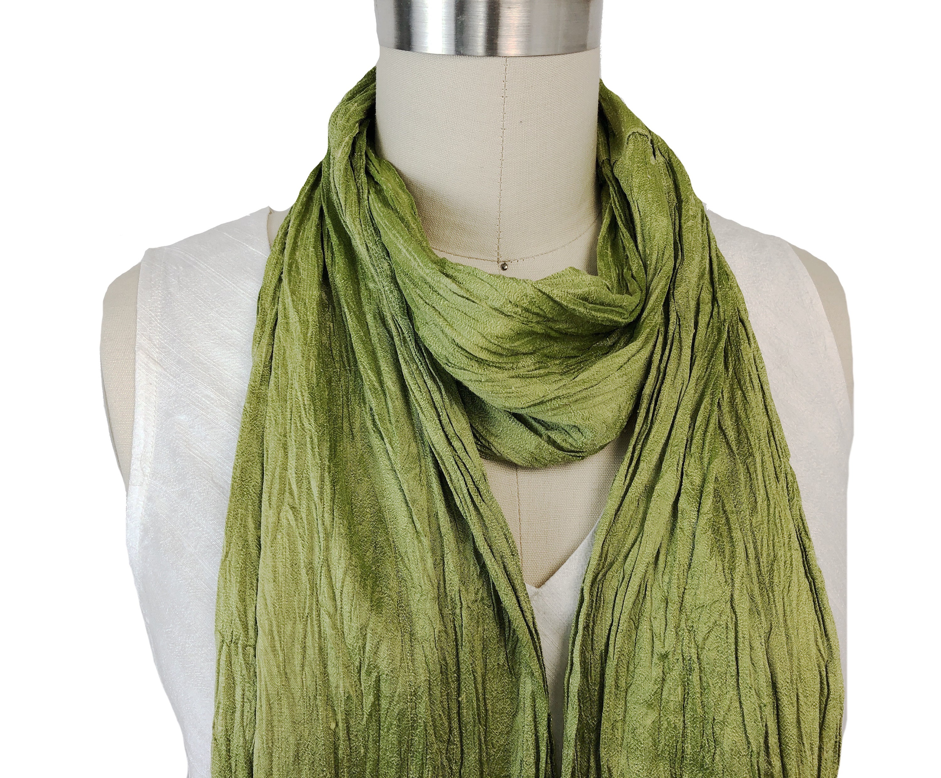 小物 WRAP / SCARF / COTTON GREEN SNUG STAR Cotton Silk Scarf Elegant Soft Wraps Color Shade