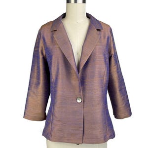 Silk Jacket Semi Fitted Short Style , One-button 3/4 Sleeve,  Classic Jacket  for Day or Evening,  Special Occasion Silk Dupioni Jacket