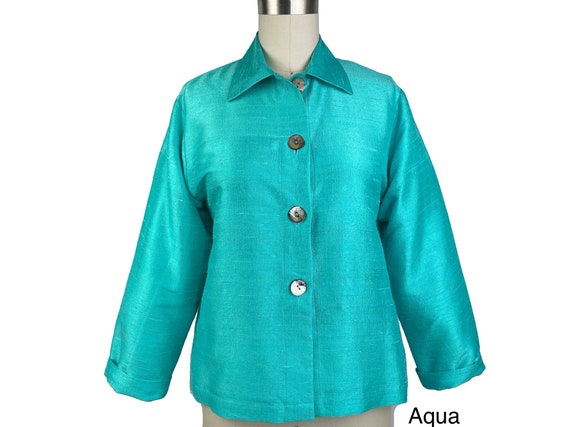 Silk Jacket Casual Short Loose Fit Style Silk Dupioni Classic
