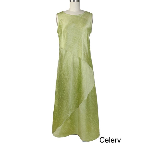 Silk Dress Bias Cut, Sleeveless Mid Calf Length Dress, Special Occasions and Weddings, Loose A-line Fit, Multi Colors, Pure Silk Dupioni