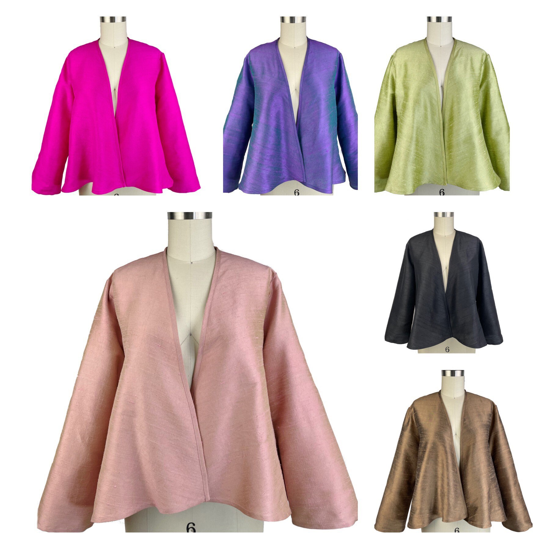 Silk Evening Jacket Swing Style Nobutton Silk Jacket Etsy