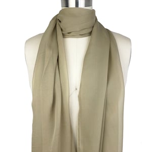 Taupe Silk Chiffon Scarf: Long Sheer Wrap, Evening Cover Up (72&quot;x22&quot;)