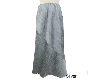 Silk Skirt Bias Cut, Mid-length A-line skirt, Easy Fit Elastic Waist, Elegant Simple Skirt for Special Occasion and Day Wear, Summer Skirt