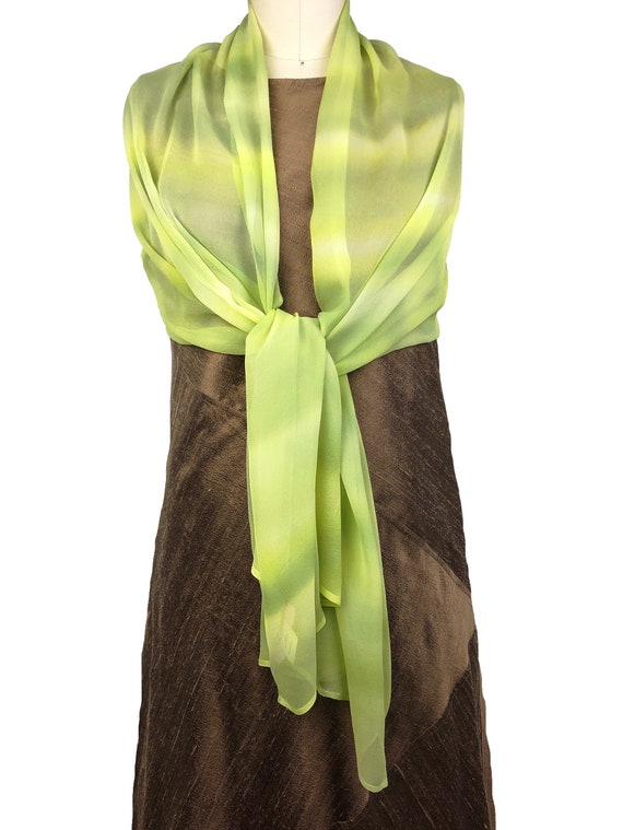 Silk Chiffon Large Scarf 69x 21 Lime Ombre Silk Fabric Silk Chiffon Wrap Sheer Silk Shawl Evening Silk Cover Up Summer Scarf Gift Etsy UK
