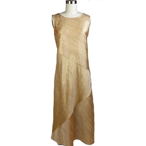 Silk Dupioni Bias Cut Dress, Sleeveless Elegant Relaxed Fit Mid-Calf Dress for Mother of Bride/Groom, Special Occasion