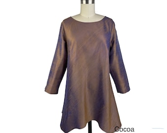 Silk Bias Cut Tunic, Casual and Elegant Relaxed Fit Silk Top for Special Ocassions and Weddings, Washable Silk Dupioni Fabric