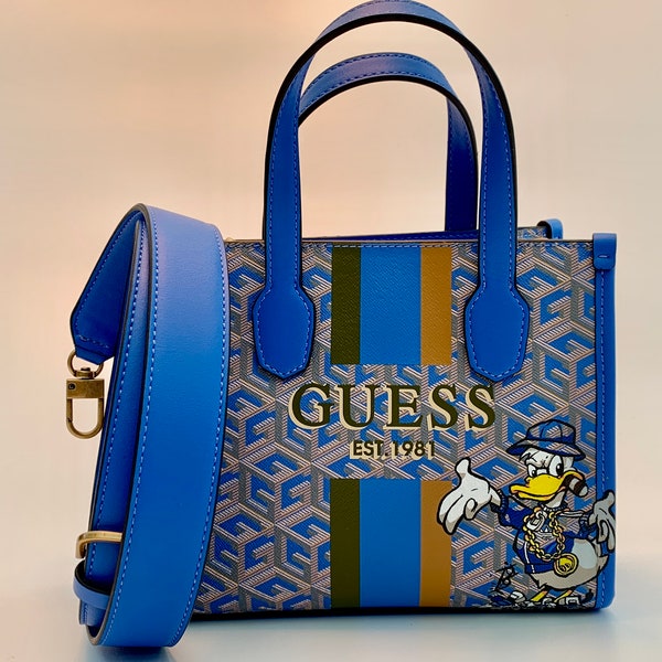 Stylische Guess Mini Bag handbemalt Einzelstück Designer Tasche modern