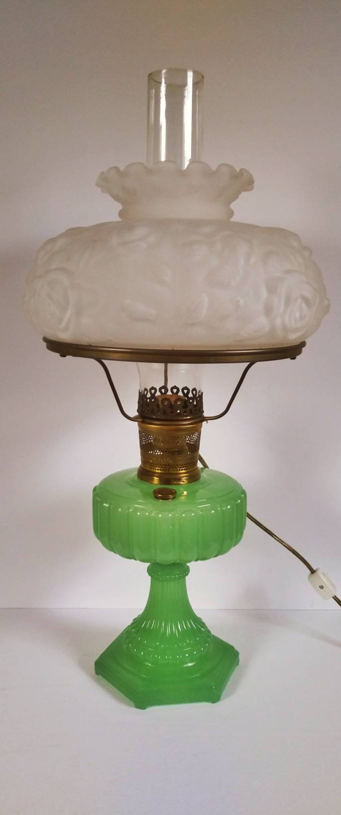 Antique Aladdin jadeite hurricane oil lamp converted to Etsy