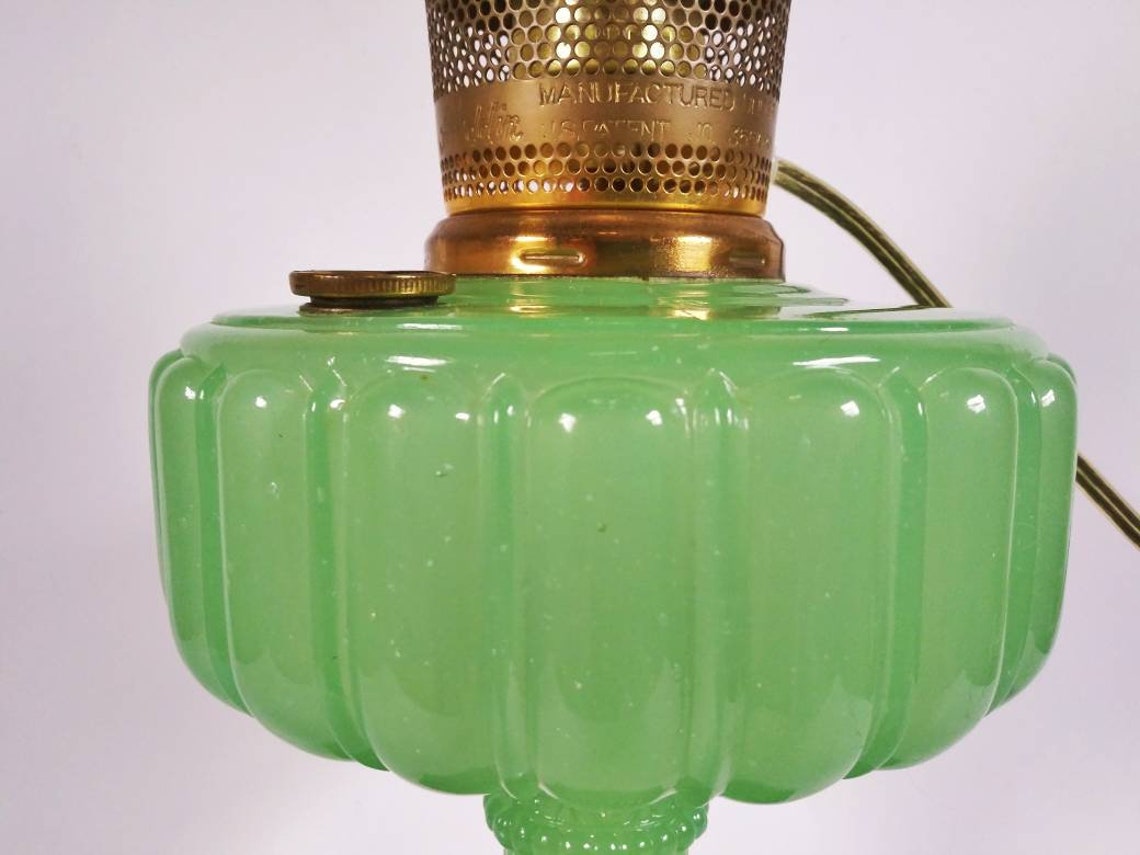 Antique Aladdin jadeite hurricane oil lamp converted to Etsy