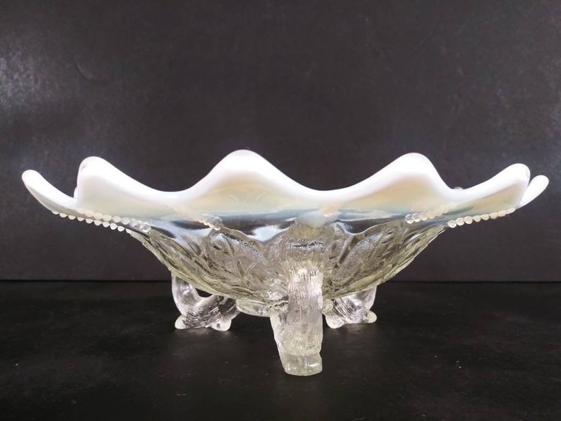 Antique Northwood opalescent 3 footed bowl in overlapping Etsy