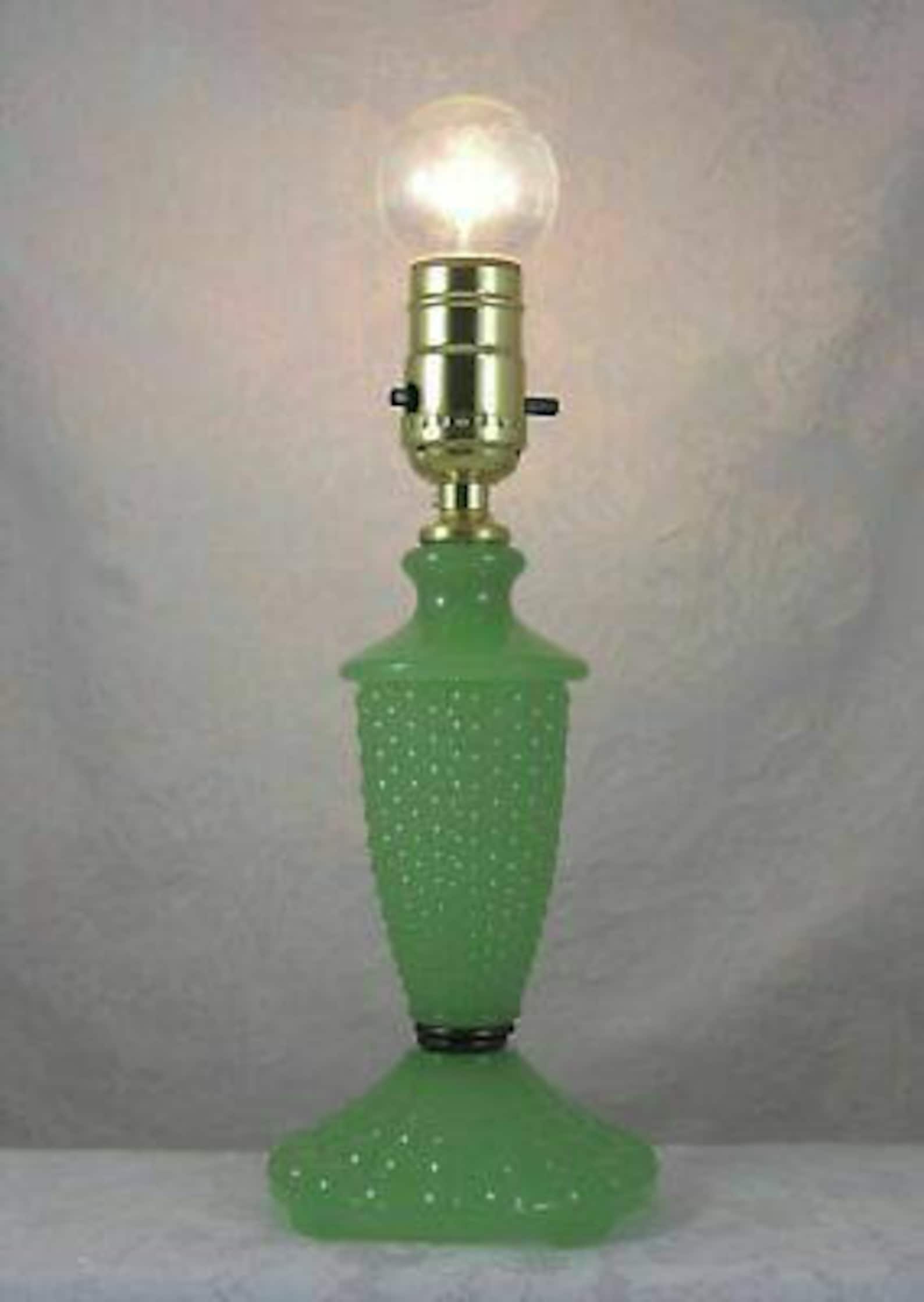 Antique jadeite hobnail lamp restored Etsy
