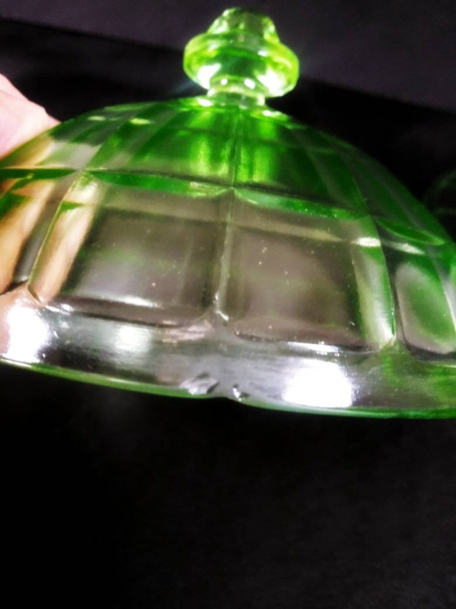 Antique uranium glass Hazel Atlas dome butter dish Etsy