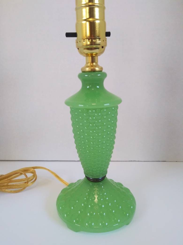 Antique jadeite hobnail lamp restored Etsy