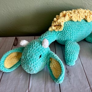 Giant Crochet Sleeping Dragon Plush: Mint Green Amigurumi Toy