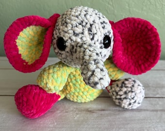 Crochet Elephant Plushie: Small Handmade Colorful Amigurumi Toy, Multicolor