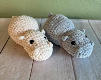 Crochet Hippo Plushie: Handmade Amigurumi Toy, Cute Safari Animal Gift for Kids