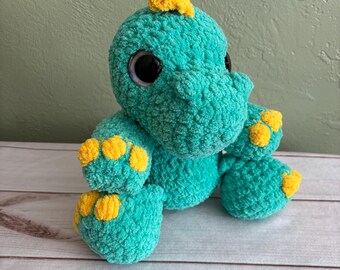 Dinosaur Crochet Plushie: Teal Prehistoric Stuffed Dino