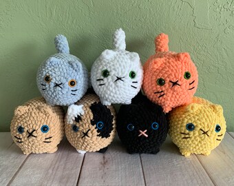 Crochet Cat Plushie: Handmade Amigurumi Kitten Toy, Feline Friend Desk Pet
