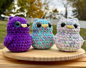 Crochet Owl Plush: Amigurumi Toy, Woodland Animal for Nursery Decor