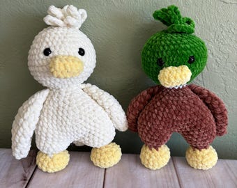 Crochet Duck Plushie: Handmade Amigurumi Toy, Mallard, Pekin