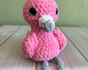 Pink Flamingo Crochet Plushie: Small Handmade Amigurumi Toy