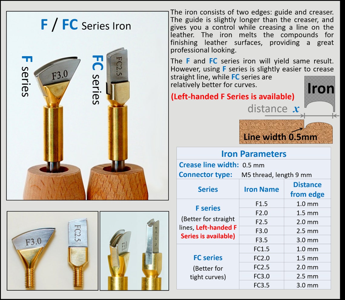 Electric Leather Creaser Iron Tips Leather Edge Creaser Iron Etsy