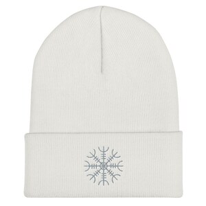 Gray Helm Of Awe Embroidered Cuffed Beanie