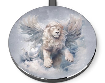 Winged Lion Wireless Charger, Fantasy Art iPhone and Android Charger, Mobile Phone Charging Pad, Cell Phone Accessory, Office and Desk Decor
