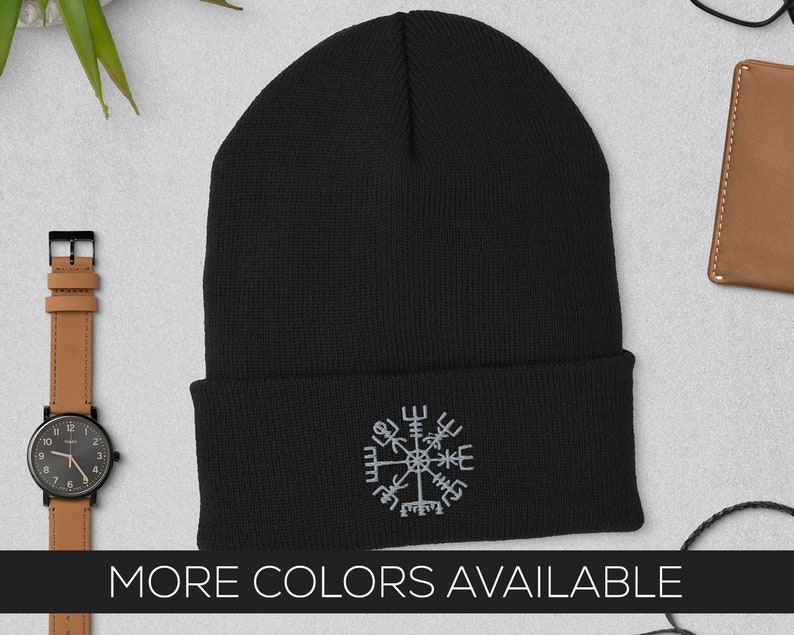 Embroidered Vegvisir Cuffed Beanie