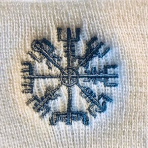 Embroidered Vegvisir Cuffed Beanie, Viking Compass, Viking Protection Symbol, Norse Symbol, Pagan Symbol, Unisex Headwear, Hypoallergenic