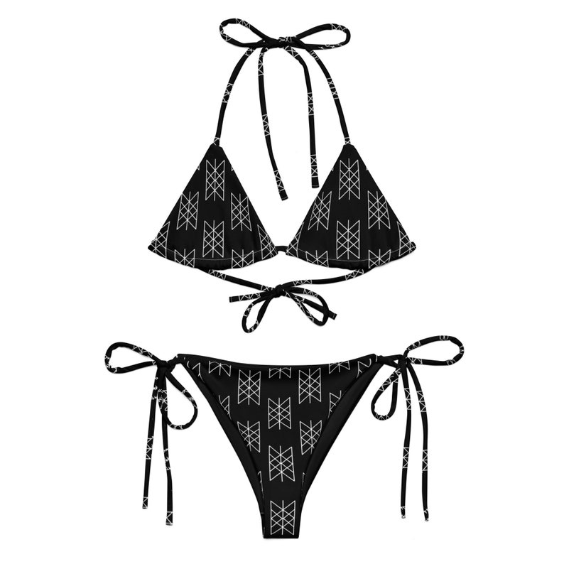 Black & White Web Of Wyrd String Bikini