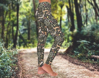 Waldtiere Damen Spandex Leggings, Natur Leggings, Tier Leggings, Skinny Fit, strapazierfähiges und dehnbares Gewebe - XS-2XL