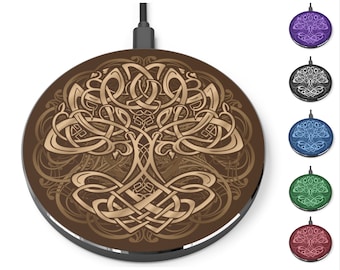 Celtic Tree Wireless Phone Charger, Celtic Knot, Tree of Life, Celtic Gift, iPhone and Android Charger, Cell Phone Accessory, Various Colors