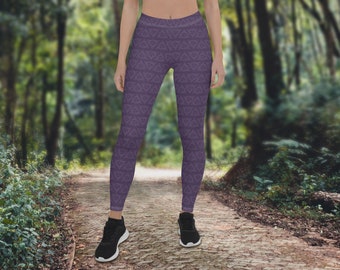 Purple Celtic Triquetra Leggings, Fairycore Aesthetic Leggins, Druid Infinity Symbol, Microfiber 4-Way Stretch Pants, Athleisure - XS-XL