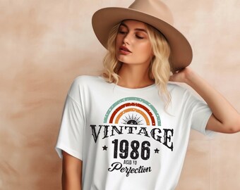 Vintage 1986 Aged To Perfection T-Shirt, Birthday Tee, Born in the 80's, Retro Tee, Retro Style,1986 Birth Year