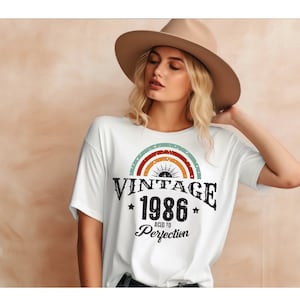 Vintage 1986 Aged To Perfection T-Shirt, Birthday Tee, Born in the 80&#39;s, Retro Tee, Retro Style,1986 Birth Year