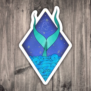 Mermaid Tail Sticker / Ocean Waves / Vinyl Sticker / Die Cut Sticker / Laptop Decal / Water Bottle Sticker