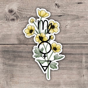 Virgo Zodiac Sticker | Buttercup Astrology Decal | Digital Watercolor | Vinyl Sticker | Die Cut Sticker | Laptop Decal | Water Bottle