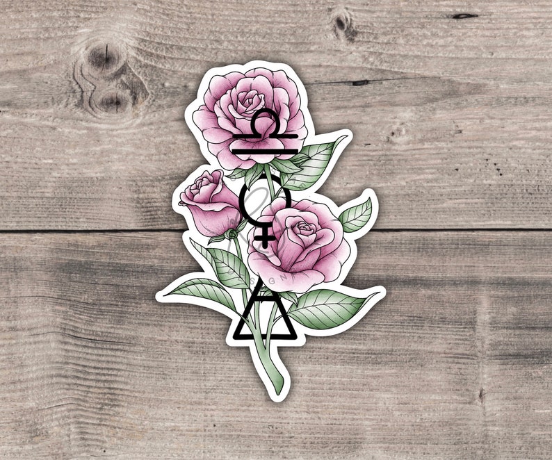 Libra Triangle Libra Zodiac Vinyl Sticker | Pink Rose Astrology Decal - Etsy