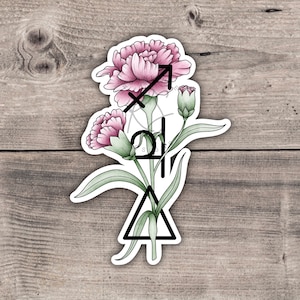 Sagittarius Zodiac Sticker | Carnation Astrology | Digital Watercolor | Vinyl Sticker | Die Cut Sticker | Laptop Decal | Water Bottle