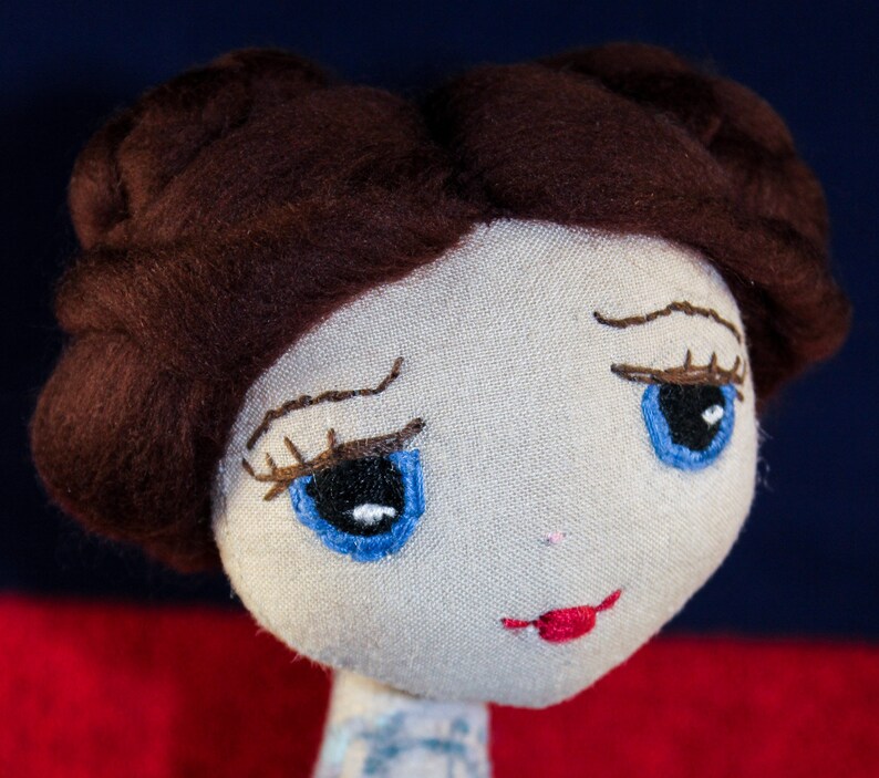 Handmade Rag Doll With Blue Embroidered Eyes Brown Hair in a Etsy