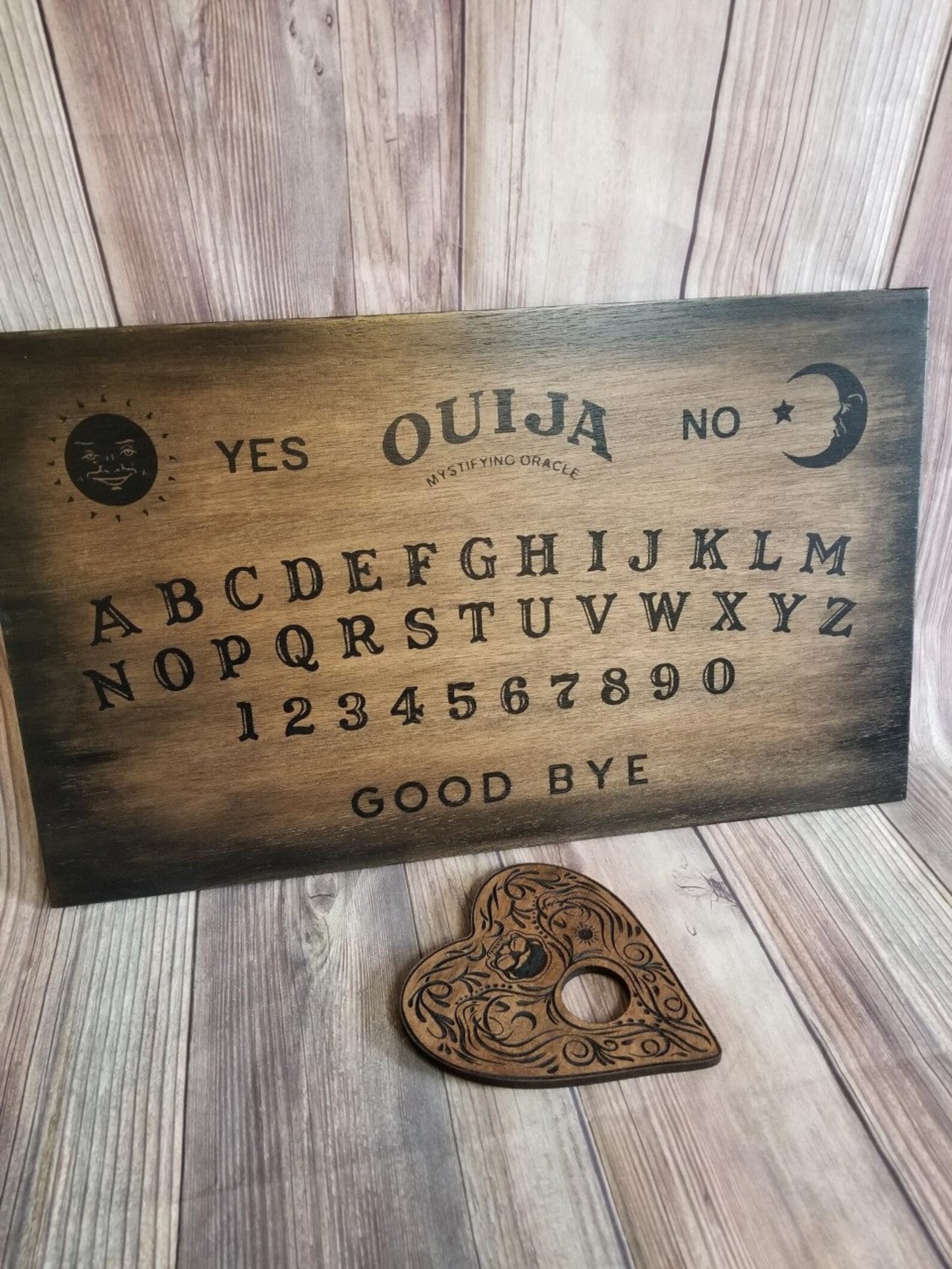 Handmade Wooden Ouija Board With Planchette Ouija Playing Etsy