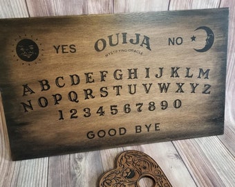 Wooden Ouija Board game Spirit Hand Skull & Planchette ghost hunt instructions 