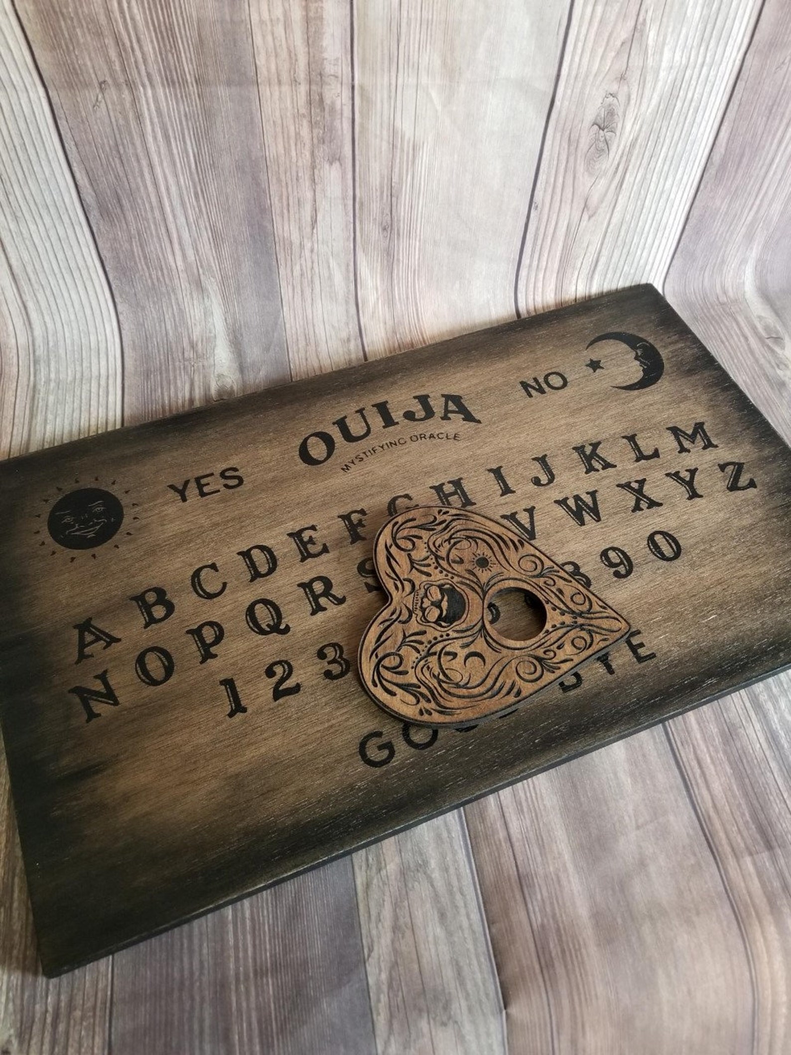 Handmade Wooden Ouija Board With Planchette Ouija Playing Etsy