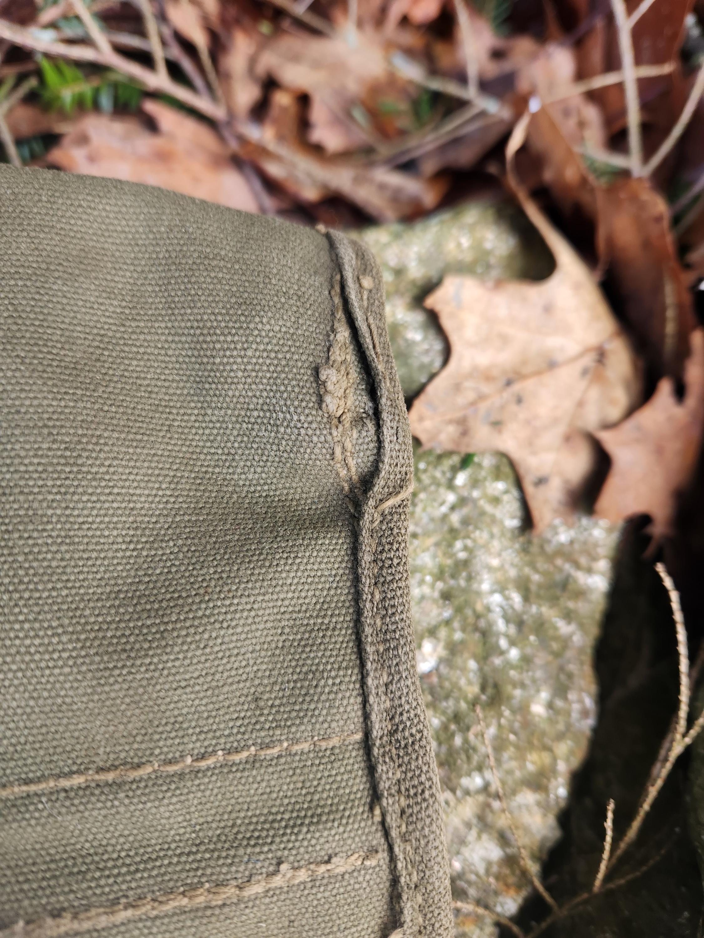 Antique Original WWII Era US Army Canvas 3 Pouch Grenade Carrier W